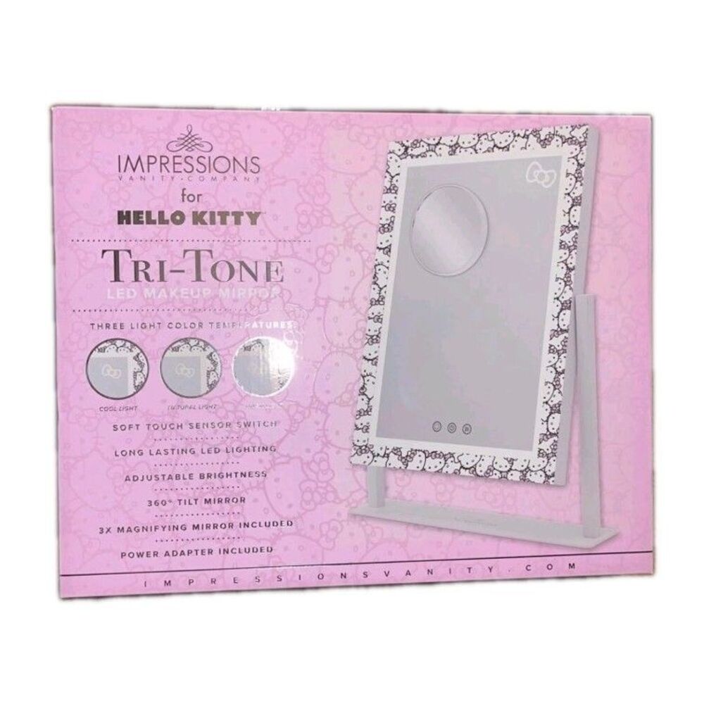 Impressions Vanity Hello Kitty Tri-Tone LED Makeup Mirror, Adjustable, Pink